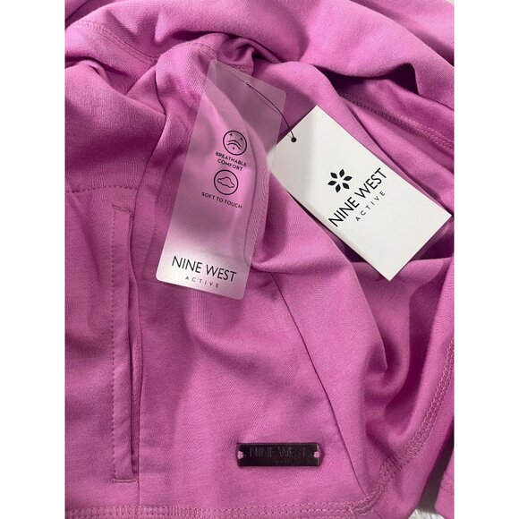 Nine West Sweater Cowl Neck Tunic Athletic Crop Sweatshirt L Womens Pink Sweater - Picture 8 of 9